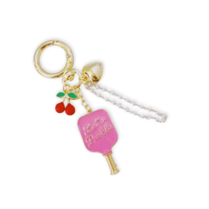 pickleball bag charm – cherry keychain accessory